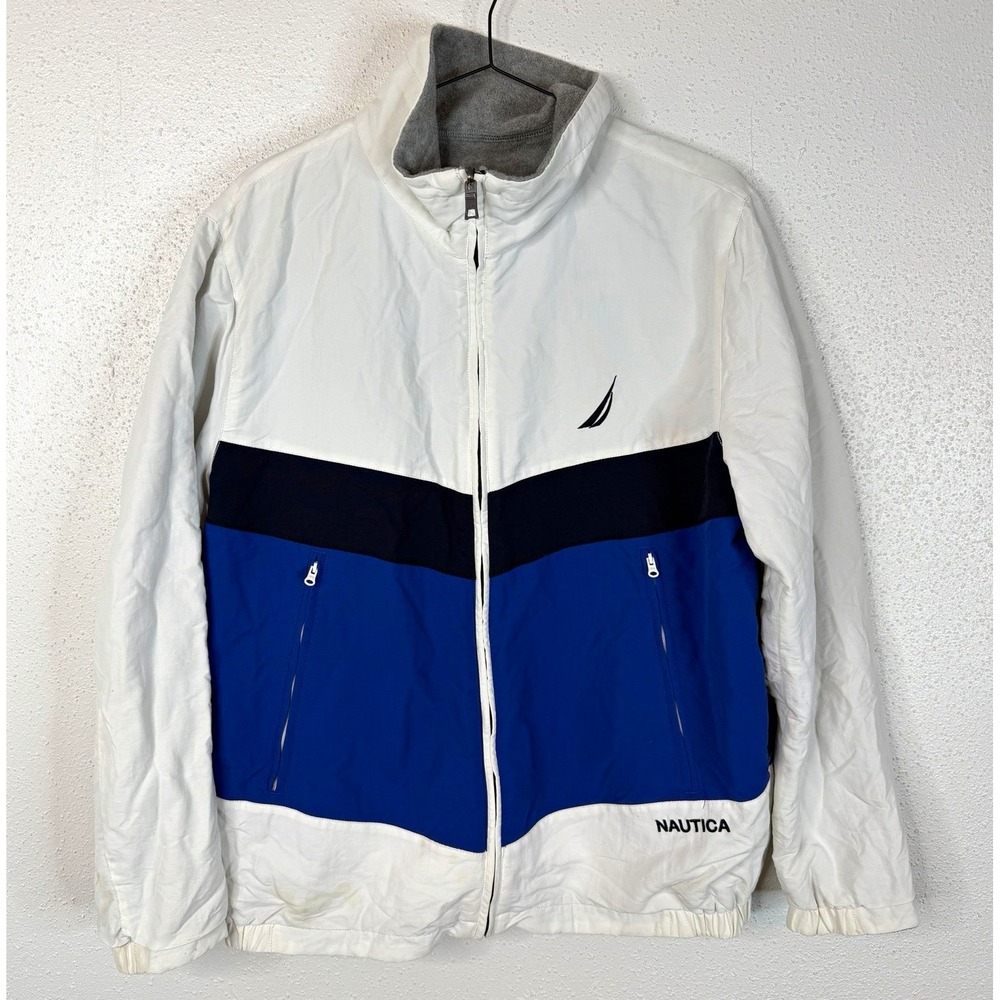 Nautica Men's Reversible Full Zip Colorblock Stand-Up Collar Jacket Size L